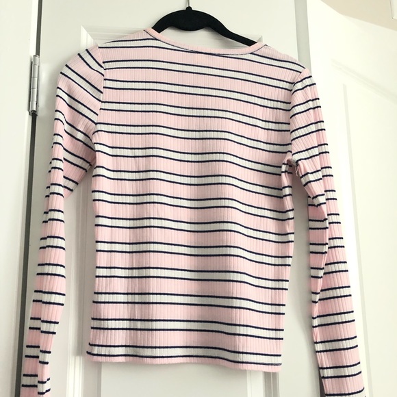FOREVER21 PRETTY light pink striped long sleeve. - Picture 2 of 5